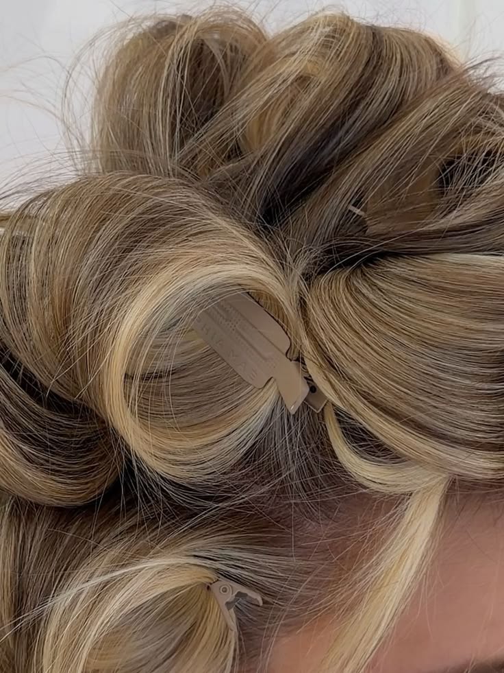 Close-up detail of a styled upstyle bun